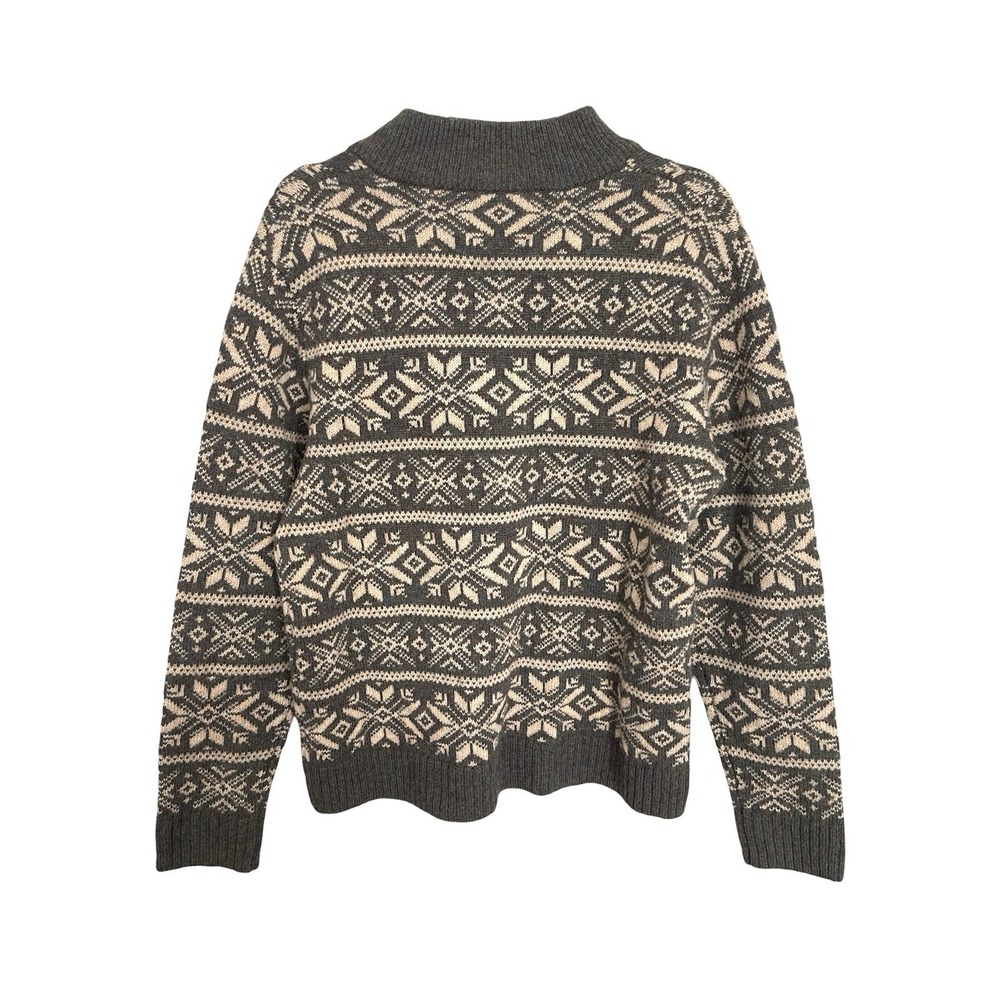 Men's Vineyard Vines Fair Isle 1/4 zip Shetland Grey Wool Sweater Nordic Ski M - Picture 4 of 12